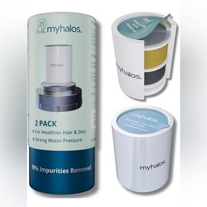 MyHalos 2 Pack Fixed Shower Filter Replacement Cartridges Hard Water NEW